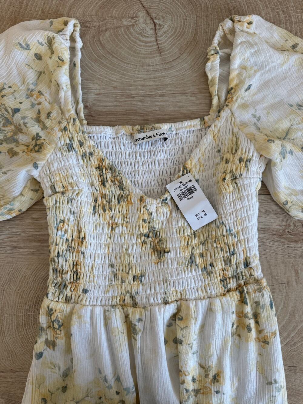 Abercrombie & Fitch Floral Smocked Puff Sleeve Tiered Maxi Dress Small NWT